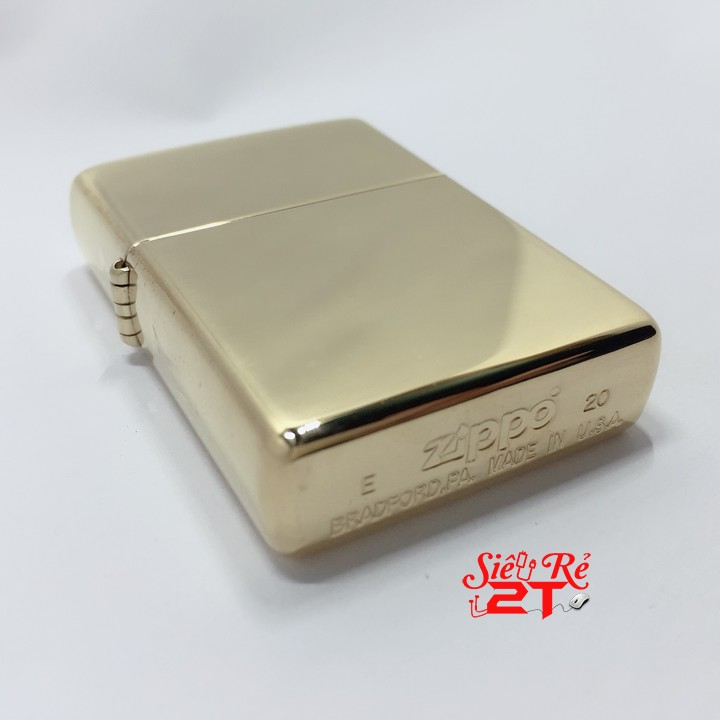 Vỏ Zippo High Polish Brass Chính Hãng Mỹ - Vỏ Zippo 254B Vàng Trơn Bóng (New Box)