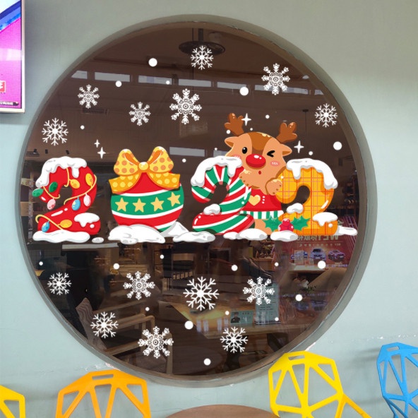 Decal dán tường Noel Hít Tĩnh Điện không Dơ Kính -
