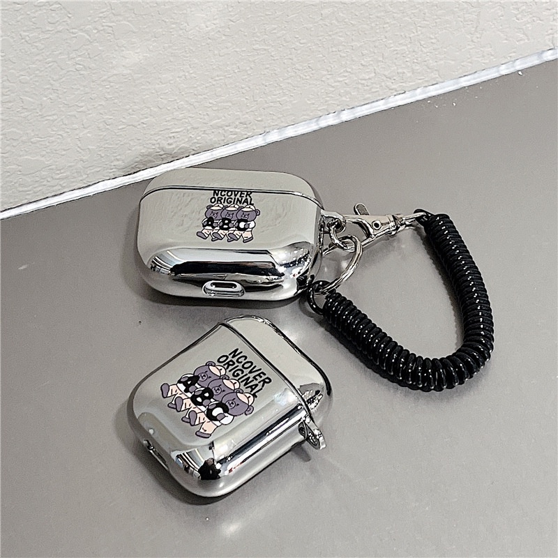 Vỏ tpu Mạ Điện Họa Tiết Hoạt Hình Có Dây Đeo Bảo Vệ Hộp Sạc Tai Nghe airpods 2 / 3 Ốp