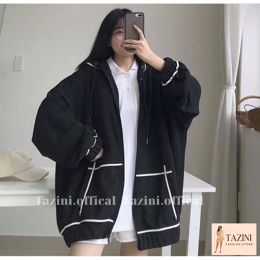[Video + Ảnh Thật] Áo Khoác Nữ Viền Trắng 3 Màu Chất Nỉ Ngoại Form Rộng TaZiNi - Mã 462 | BigBuy360 - bigbuy360.vn