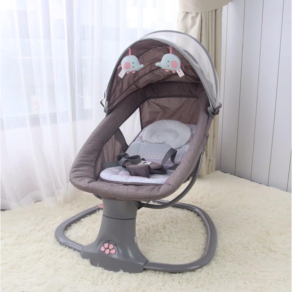 Nôi điện cho bé - Điều khiển từ xa, phát nhạc - Rung, xoay tự động 360 - Ghế ru ngủ thông minh - BH toàn quốc 12 tháng