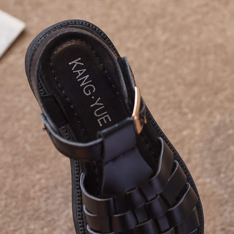 Giày Sandals Da Bện Chống Trượt Chân Thoải Mái Cho Bé Gái Từ 3-16 Tuổi