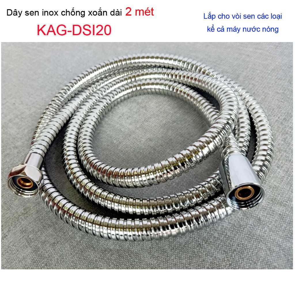 Dây vòi hoa sen 2m- dây vòi xịt vệ sinh 2m chống xoắn KAG-DSI20