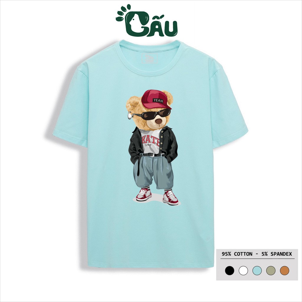 Áo thun nam GẤU 194 Gấu Teddy Cool Ngầu cổ tròn tay ngắn vải coton co dãn, dày dặn, form regular fit - Gấu Cực Ngầu