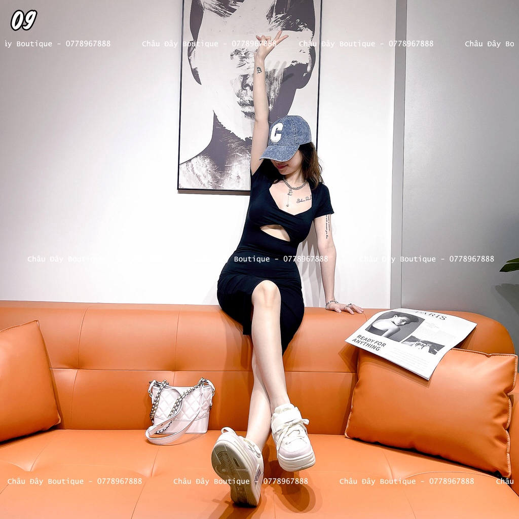 Đầm xuông đen tay trắng form chuẩn Hotgirl Quảng Châu chuẩn đẹp đường may tỉ mỉ chất lượng cao hot Tiktok