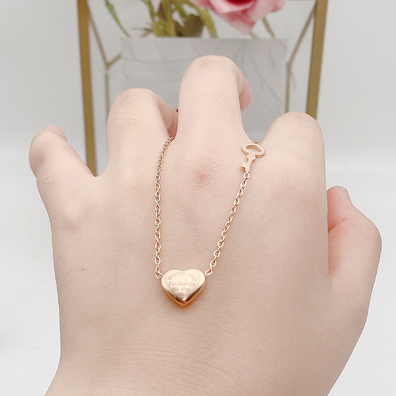 Dây Chuyền Mạ Vàng Hồng 18K Mặt Hình Trái Tim Sang Trọng Cho Nữ