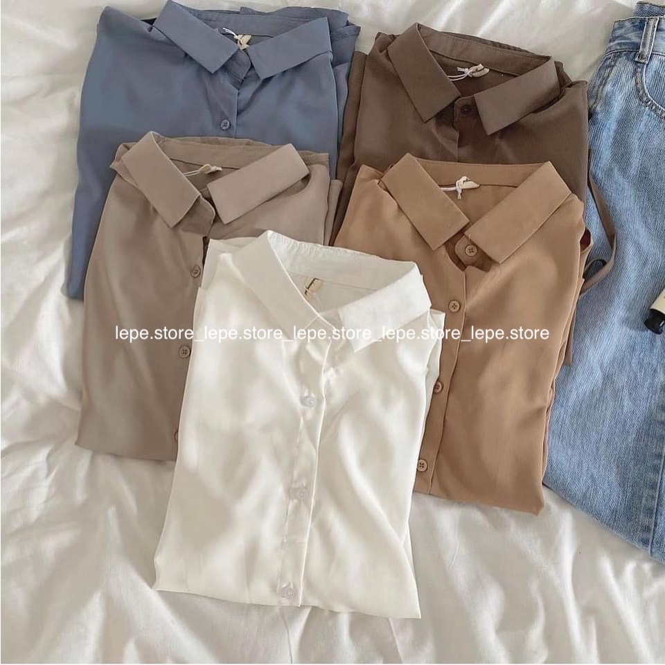 [SẴN] Áo sơ mi tay lỡ thắt dây chất voan mềm mại không sợ nhăn basic | BigBuy360 - bigbuy360.vn