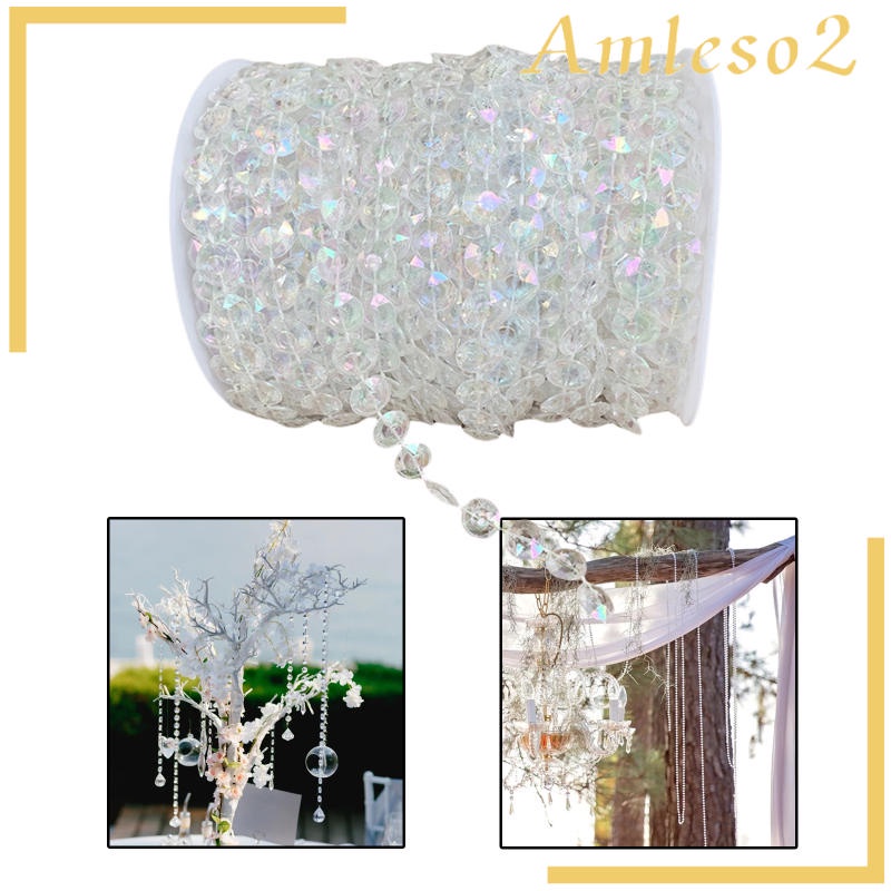 1 Cuộn Chuỗi Hạt Pha Lê 50Ft 14mm Trang Trí Giáng Sinh