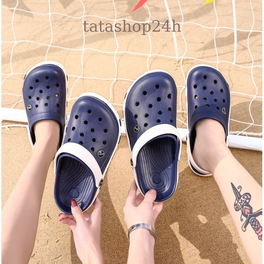 Dép Cross Unisex ❤️FREESHIP❤️ Dép sục nhựa cá độn đế đi mưa siêu nhẹ dép lỗ đi trong nhà cho cặp đôi nam nữ 7 màu