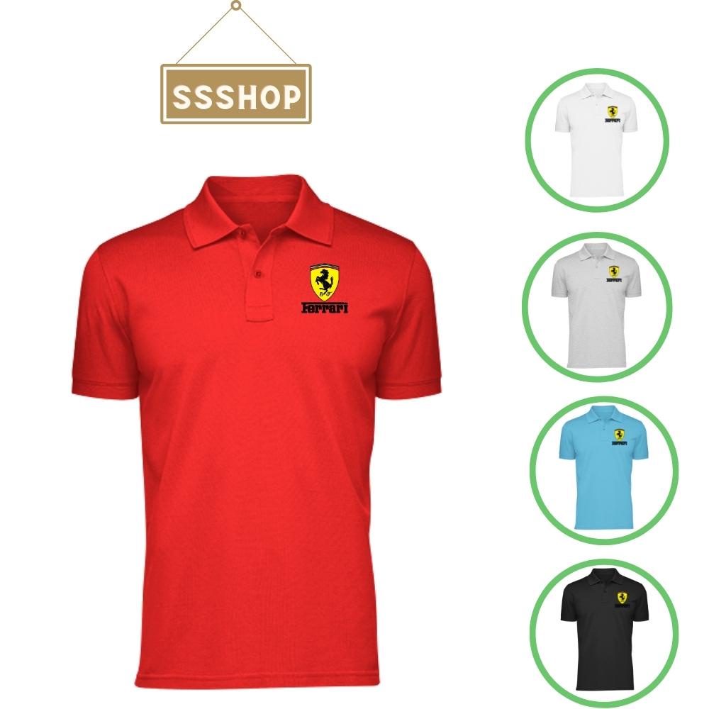 Áo polo nam hãng xe ô tô Ferrari, áo thun có cổ chất vải cotton co dãn 4 chiều, thoáng mát sang trọng, không xù lông