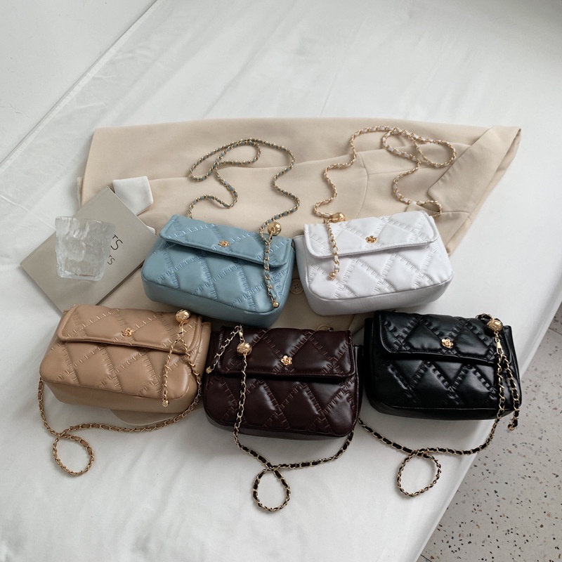 Túi đeo chéo hình thoi nhỏ màu sắc đơn giản phong cách phương Tây cho nữ