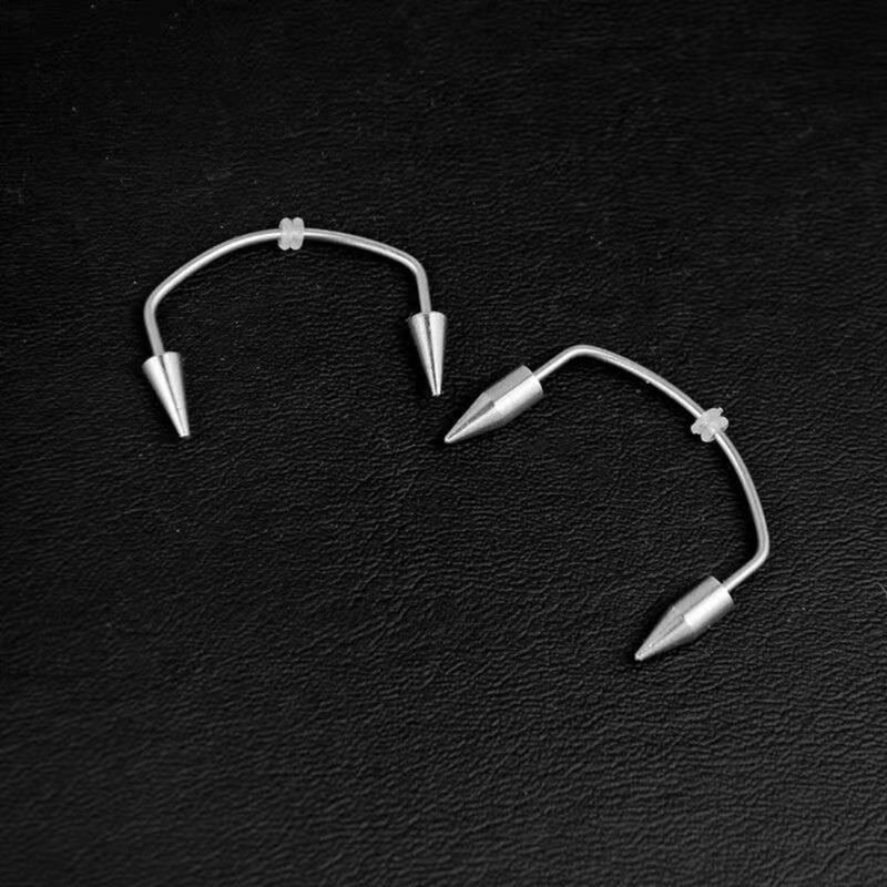 Phụ kiện xỏ môi hình răng ma cà rồng bằng thép không gỉ có thanh hình chữ C độc đáo thời trang
