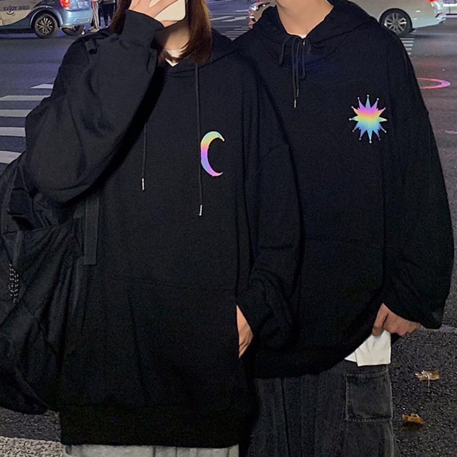 Áo Khoác Hoodie In Hình Phản Quang Ulzzang Unisex Chất Nỉ Bông Cao Cấp Dáng Rộng Nam Nữ - MM