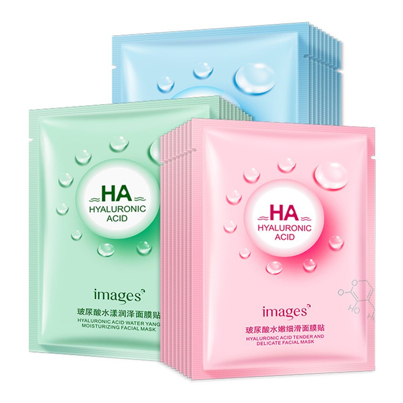 Image 1 Pcs Hyaluronic Acid Moisturizing Mask Moisturizing Oil Control Facial Mask Máscara Hidratante De Seda Ácido Hialurônico Firmador Anti-Rugas Clareador Hyaluronic Acid Pore Refining &amp; Moisturizing Essence Facial Mask