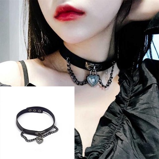 Vòng Cổ choker Da pu Mặt Trái Tim Kim Loại Phong Cách Harajuku Punk Cá Tính Dành Cho Nữ