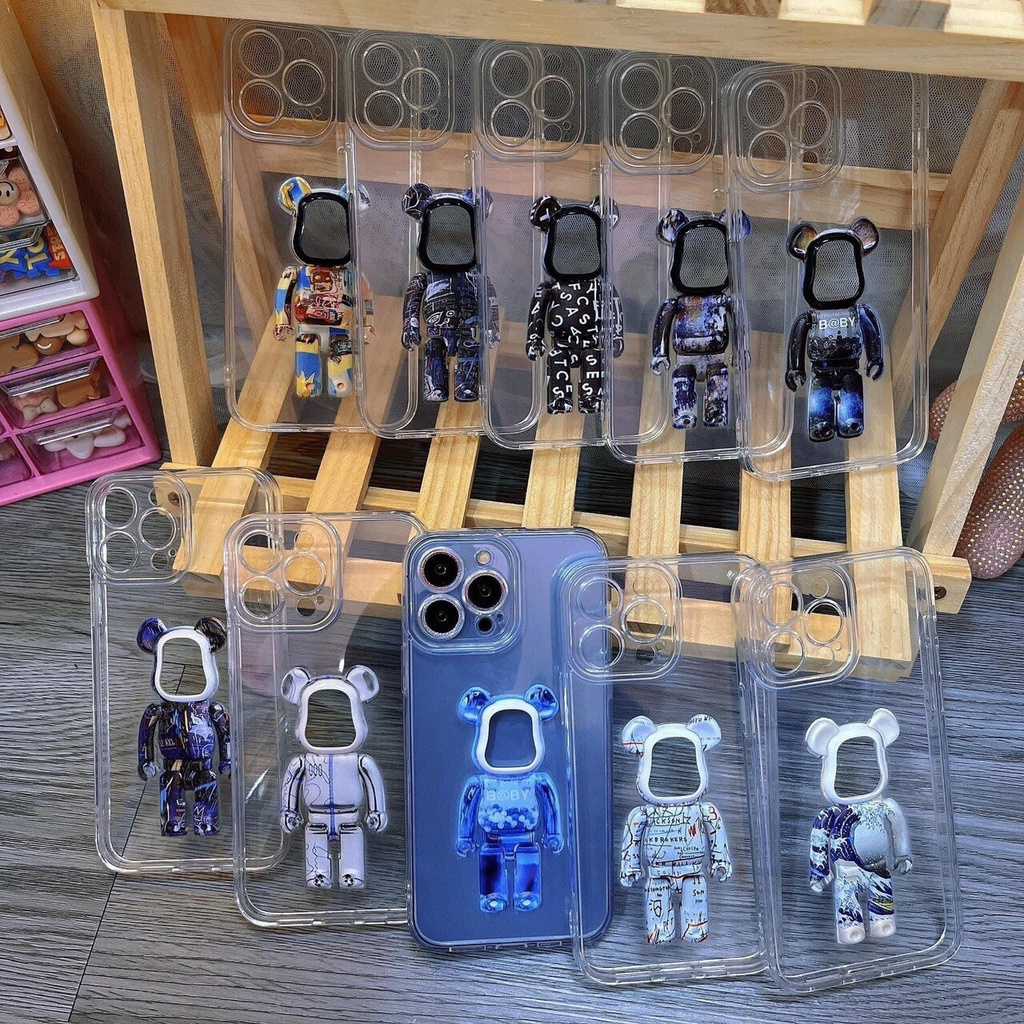 Ốp dẻo điện thoại gấu hở táo 3D độ 12 trong suốt cho iphone các dòng 7p/8p/x/xs/11/11pro/12/12pro/13/13pro/13promax