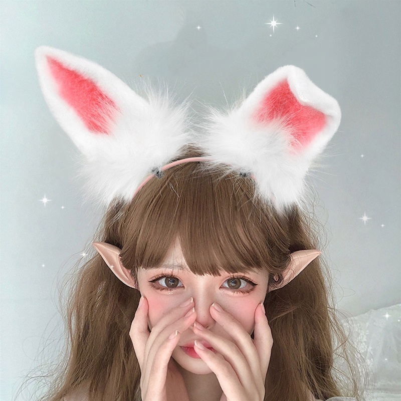 Băng Đô Cài Tóc Hình Tai Thỏ Bằng Lông Nhung Dễ Thương Xinh Xắn