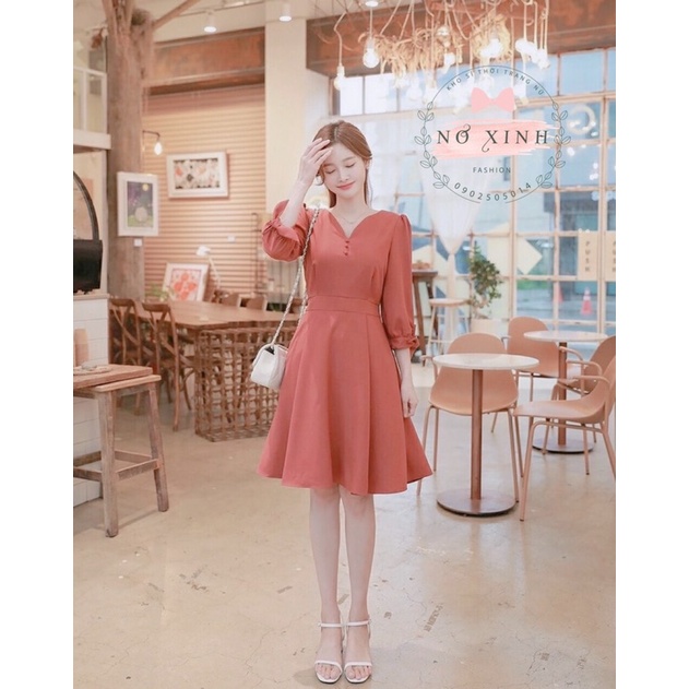 Đầm Xoè Công Sở Dự Tiệc Hàn Quốc Có Size M-L-XL-XXL