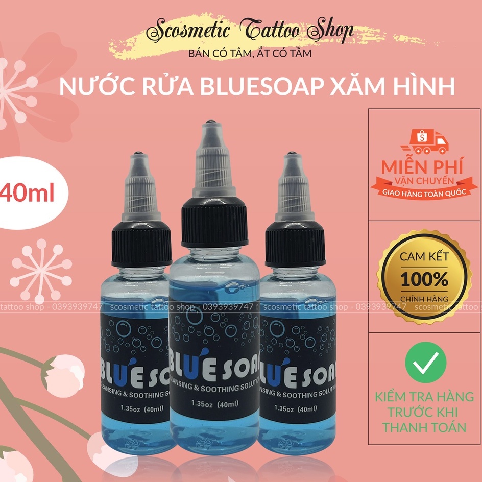 Nước Rửa BlueSoap ,Dung Dịch Vệ Sinh-Nước Vệ sinh Sau Xăm hình-30ml