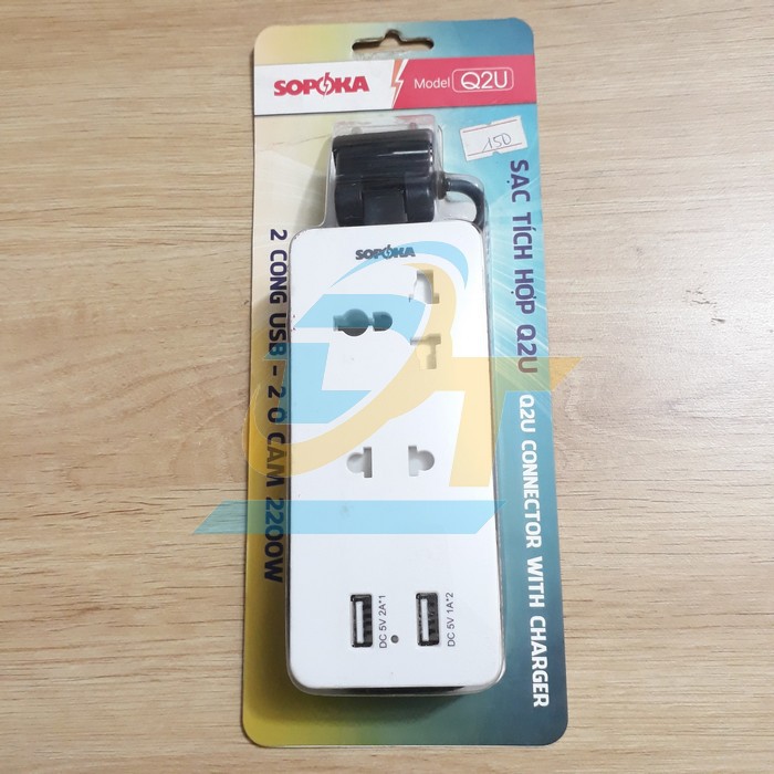 Ổ cắm điện tích hợp 2 cổng sạc USB 5V-2A Sopoka Q2U