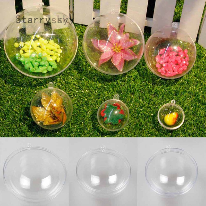 4/5/6cm Transparent Open Plastic Christmas Tress Decorations Ball Clear Bauble Ornament Gift Present Box Decoration