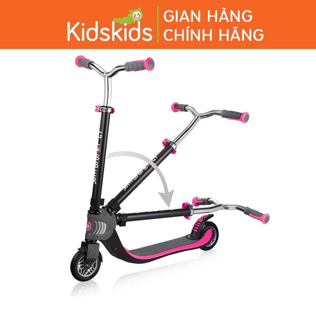 Xe trượt scooter 2 bánh gấp gọn Globber Flow 125 cho trẻ em từ 6 tuổi - Đen/Hồng