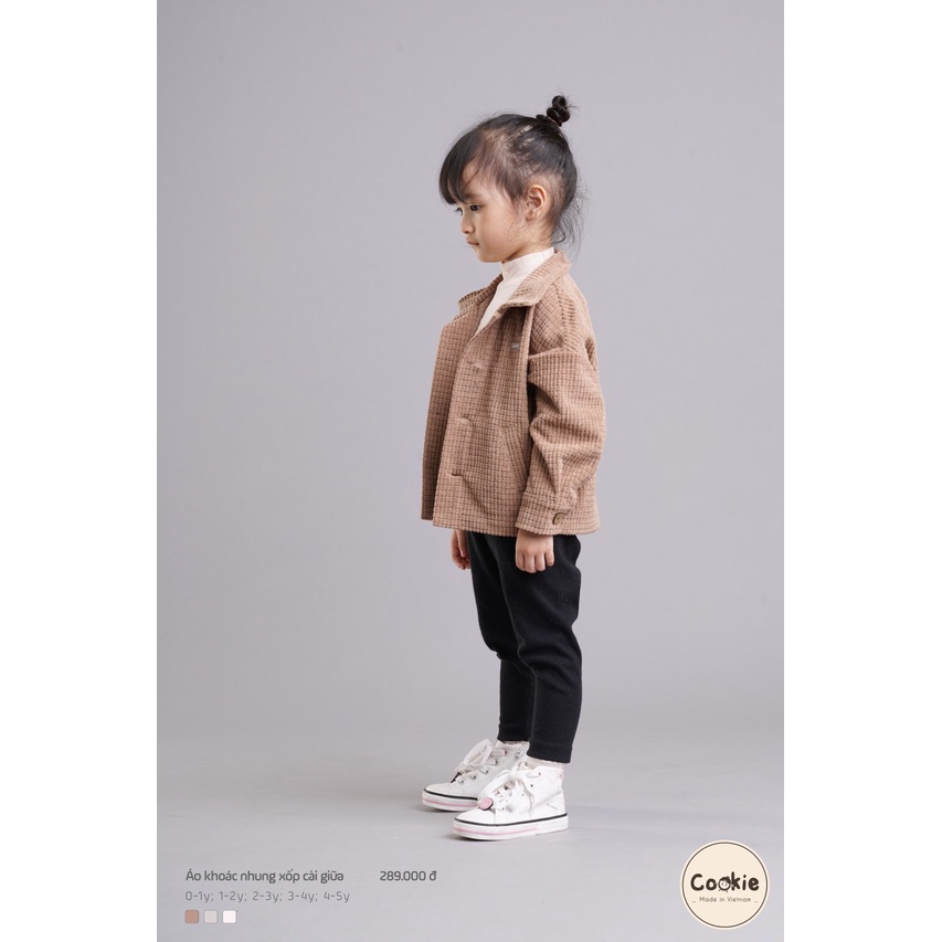 Áo khoác nhung xốp cài giữa Cookie