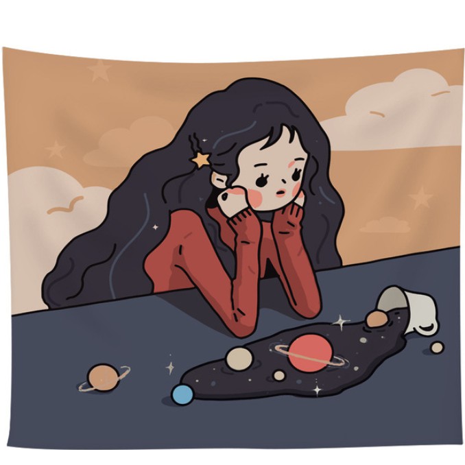 Tranh vải treo tường decor hình cô gái trang trí phòng - BinaShop - Tặng kèm móc treo - Kích thước 150x130 và 100x75 | BigBuy360 - bigbuy360.vn