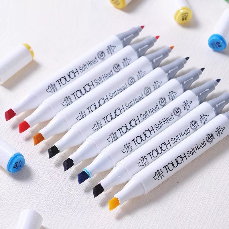 Màu marker Touch Soft Head đời 7 bút màu marker hộp nhựa 40/60/80/120/218 bút dạ màu vẽ cao cấp