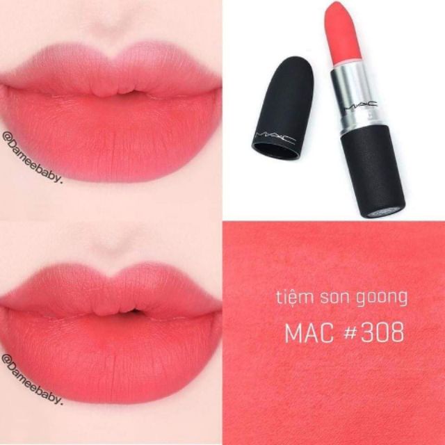 Son MAC Mandarin O 308 Hồng San Hô -Powder Kiss Lipstick, son MAC chính hãng date xa bao check code