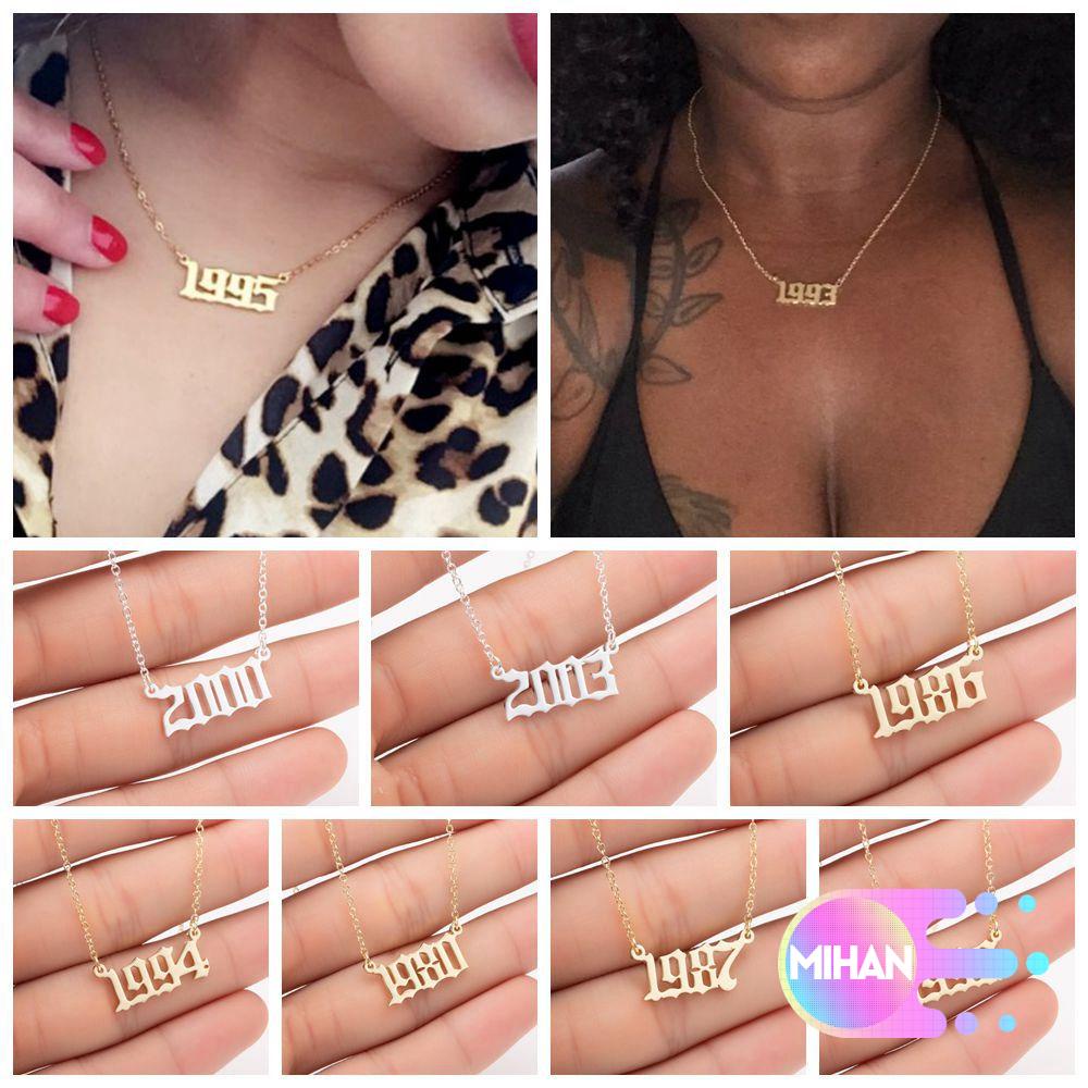 Dây chuyền mặt hình số năm sinh 1980 2019 nhiều màu sắc tùy chọn cho nữ