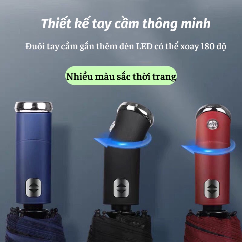 Dù Che Mưa Ô Gấp Gọn Tự Động 2 Chiều Chống Thấm Hiệu Quả Có Đèn Led Tiện Dụng Dù Che Mưa Toki