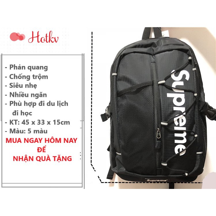 {CÓ VIDEO} Balo Supreme siêu nhẹ, balo học sinh , Nổi Bật Cá Tính , phản quang trong đêm , chống thấm dưới mưa hotkv