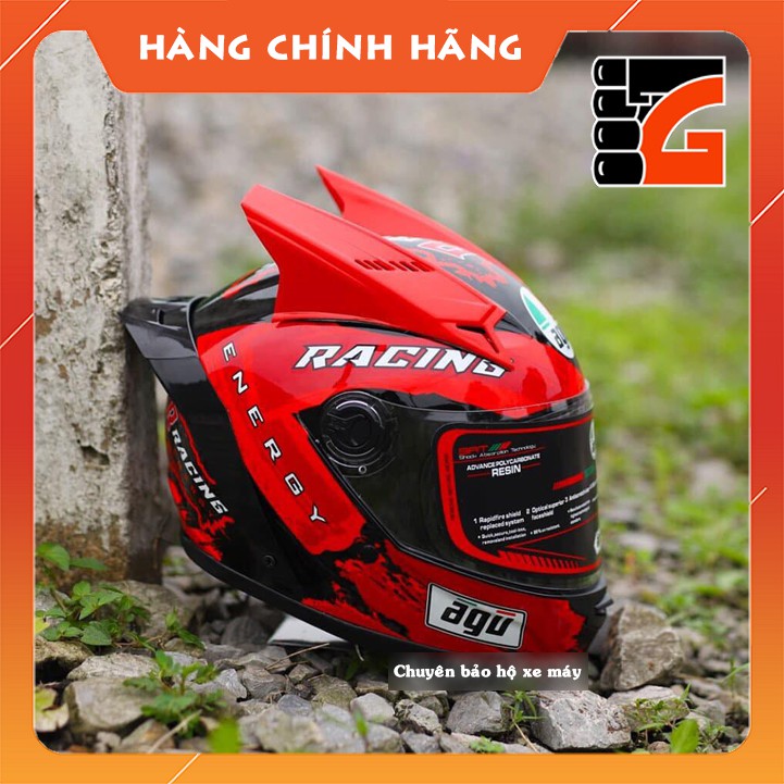 [CBHXM] Mũ Bảo Hiểm AGU Tem Racing 15 - HOT HOT TẶNG CẶP SỪNG+ đuôi gió - SỐ LƯỢNG CÓ HẠN