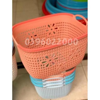 Giỏ nhựa hoa giả đan quai xách nhiều size / Rổ nhựa Việt Nhật có quai xách - BANGGE