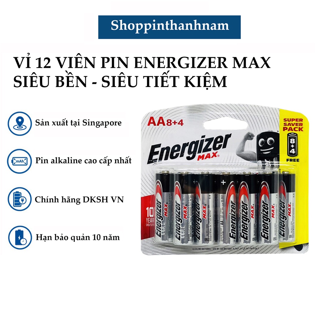 Pin Energizer chính hãng - Pin AA , Pin AAA siêu bền - Sản xuất tại Singapore