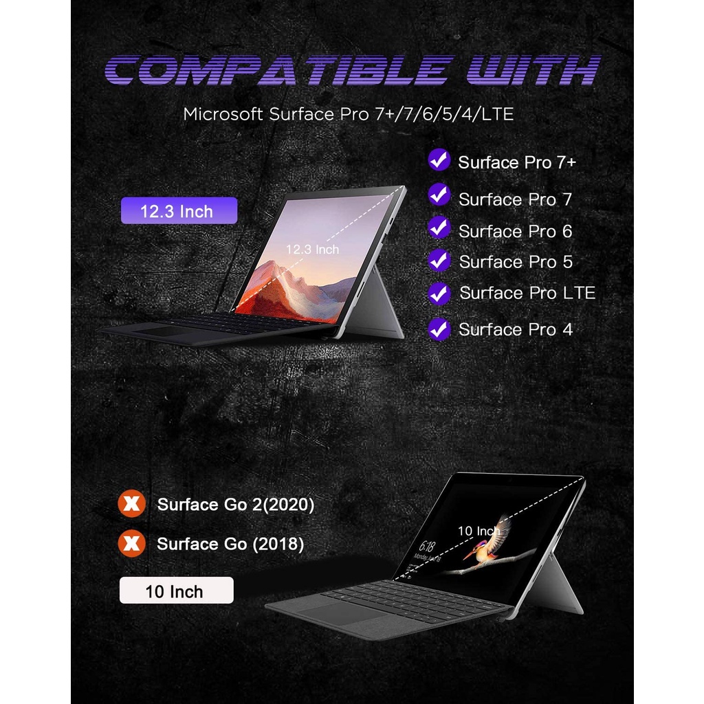 Bao da máy tính bảng chống sốc có ngăn đựng bút thích hợp cho Surface Pro 7 / Pro 6 / Pro 5 / Pro 4 / Pro LTE