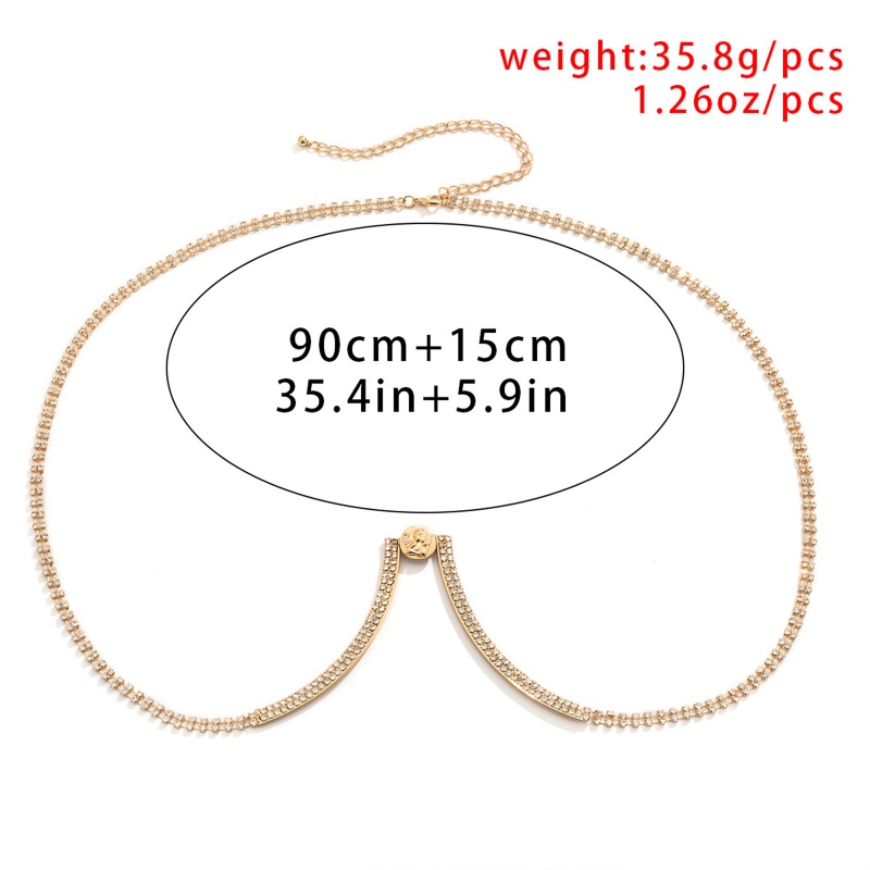 Dây Xích Đeo Một Lớp Bằng Hợp Kim Đính Đá Trang Trí Cơ Thể Cho Nữ