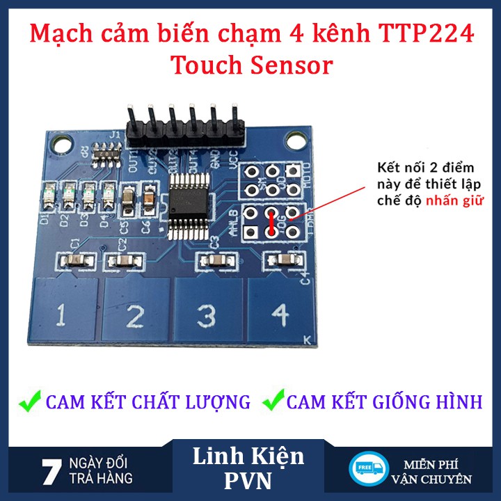 Bàn Phím Cảm Ứng Điện Dung 4 kênh TTP224