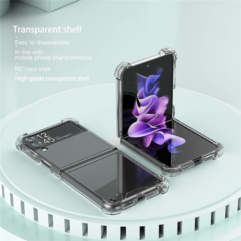 Ốp Điện Thoại TPU + PC Mềm Trong Suốt Siêu Mỏng Chống Sốc Cho Samsung Galaxy Z Flip 3