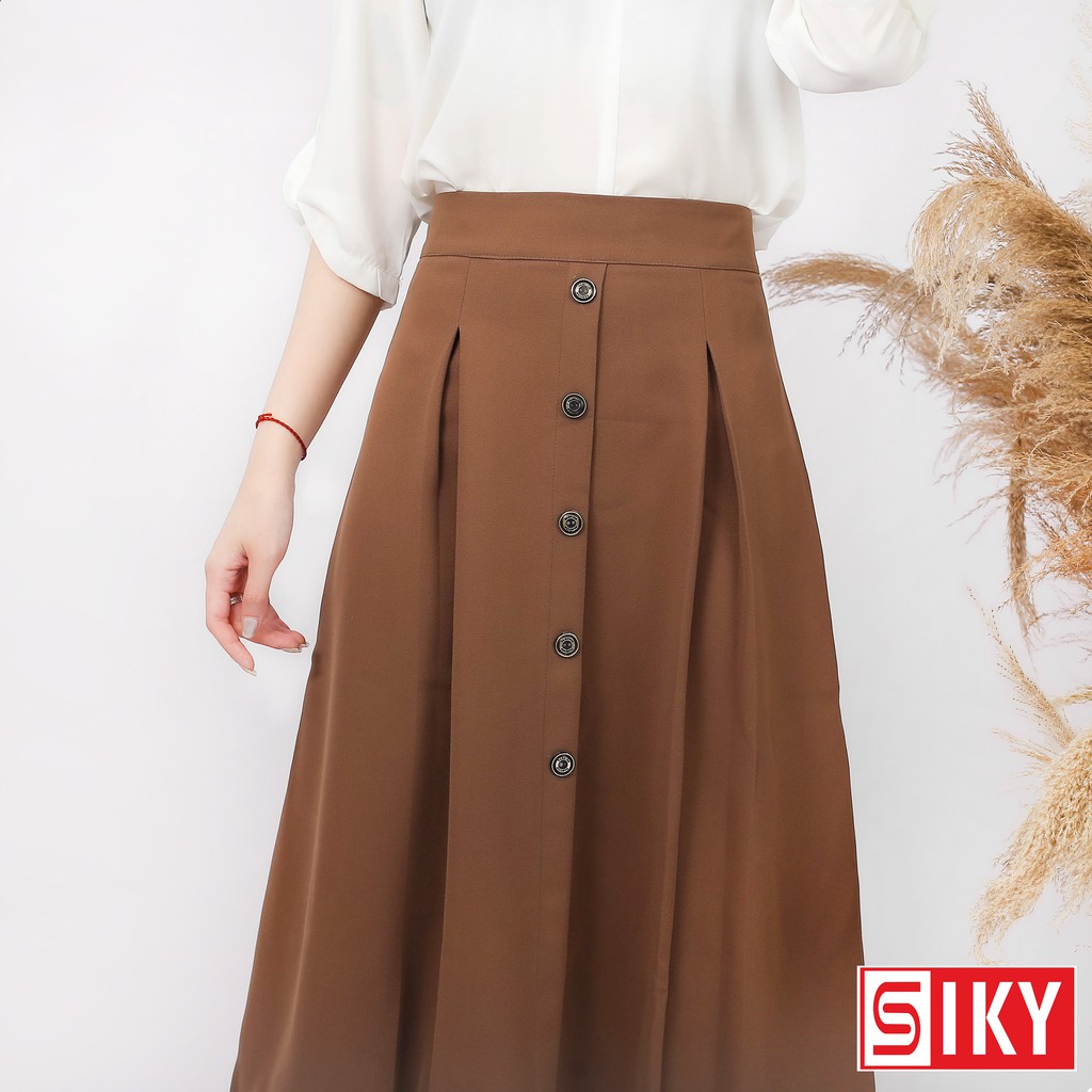 Chân váy công sở dáng dài 5 cúc hàng mới- SIKY CV02