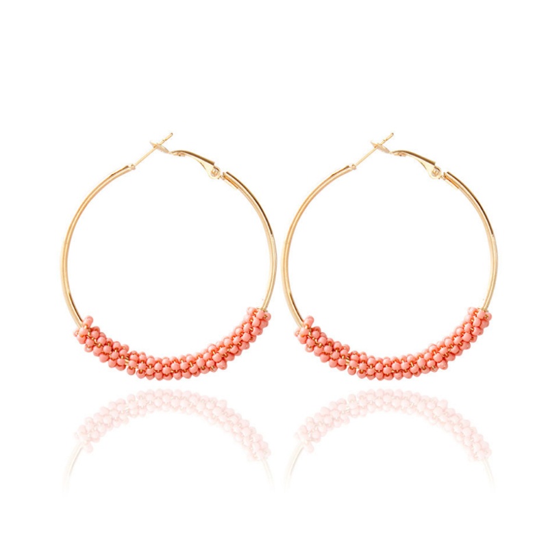 Bông Tai Dạng Vòng Tròn Phối Hạt Phong Cách Bohemian Thời Trang