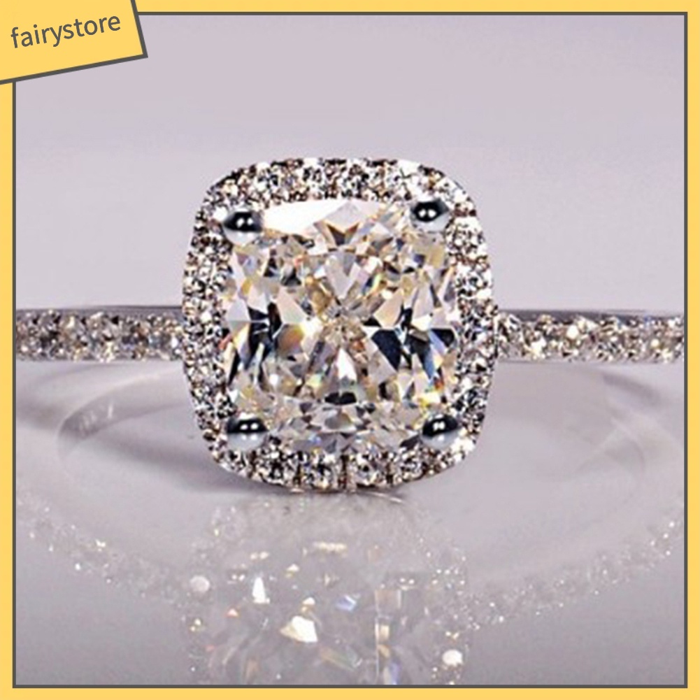 Nhẫn Đính Hôn Đính Đá Nhân Tạo Thời Trang Dành Cho Nữ