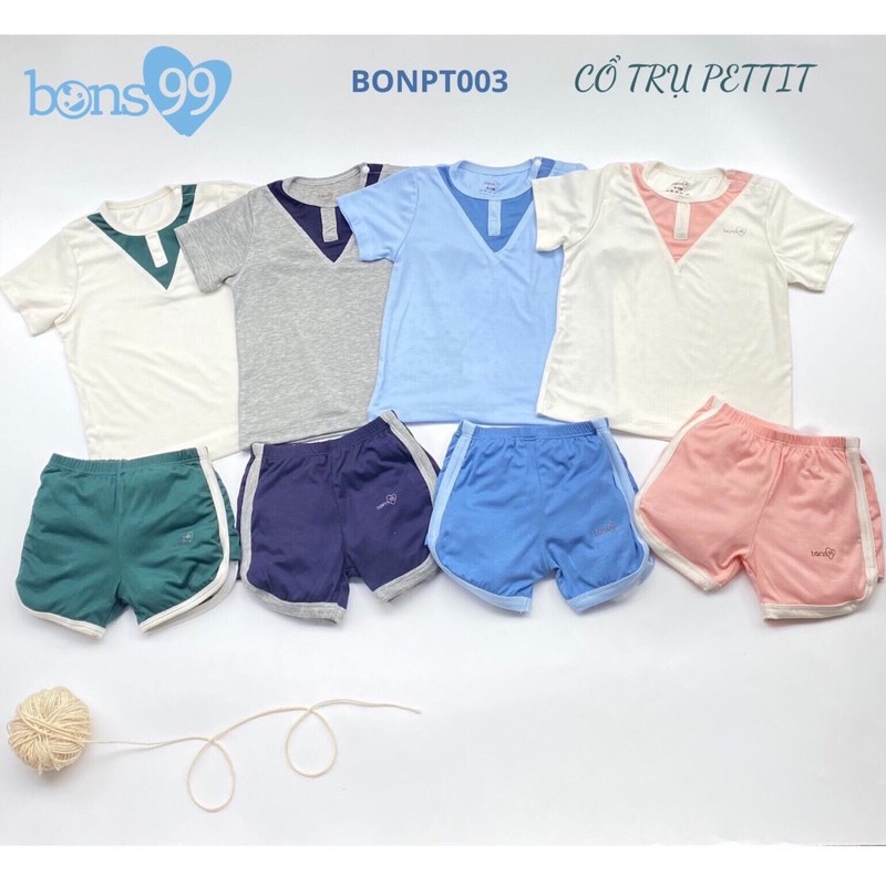 Bộ cổ trụ pettit cộc tay cho bé trai bé gái Bons99 (PT003)