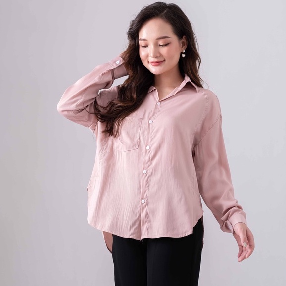 [Ảnh thật/Sẵn] Áo sơmi lụa tăm 4 màu túi ngực hot hit