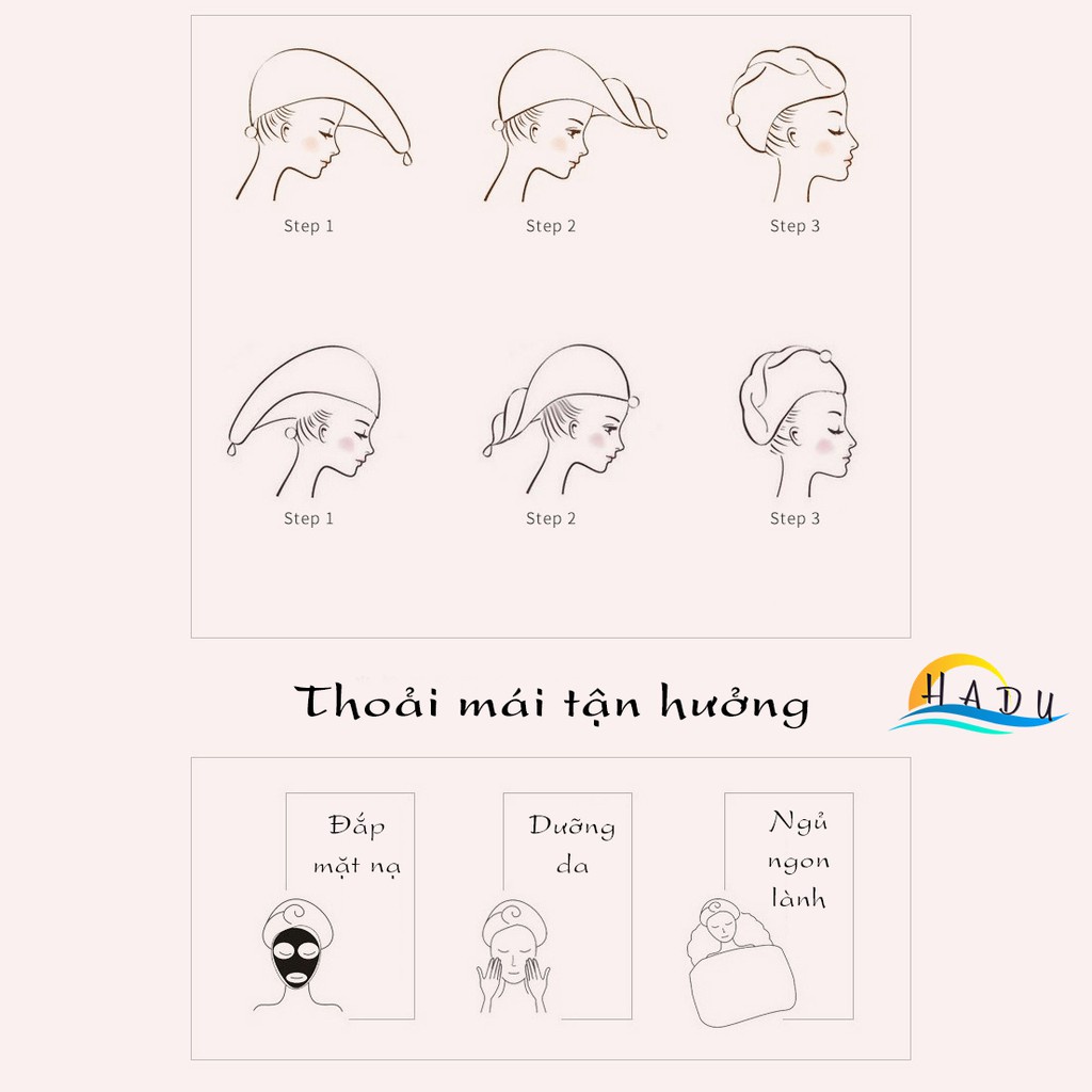Mũ trùm đầu khi tắm quấn ủ tóc cao cấp nơ kiểu Nhật lông cừu san hô thấm hút tốt mũ ủ tóc nhanh khô mềm mịn an toàn