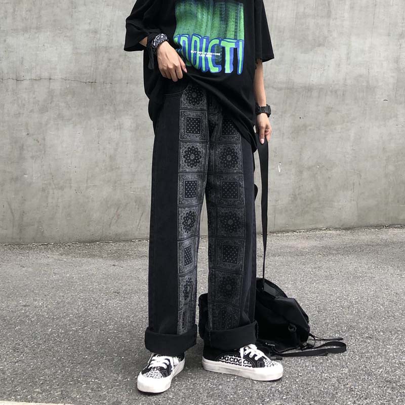 [Order + Ảnh thật] Quần Jeans ống rộng họa tiết Ulzzang | BigBuy360 - bigbuy360.vn