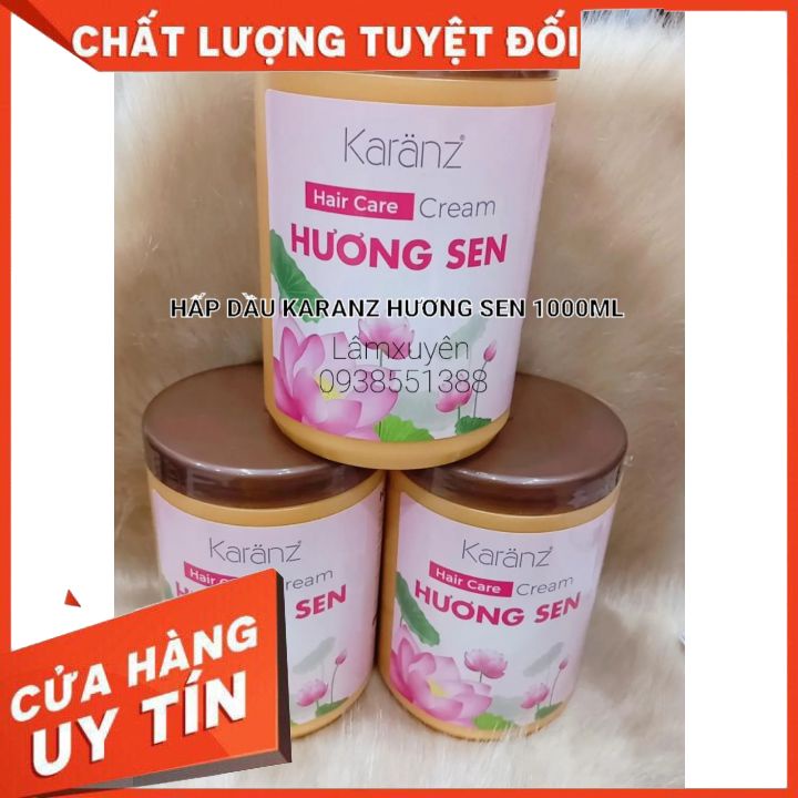 Hấp dầu kem ủ tóc Karanz HƯƠNG SEN( 1000ml )dưỡng chất giúp phục hồi và tái tạo tóc chắc khỏe óng ả suôn mượt