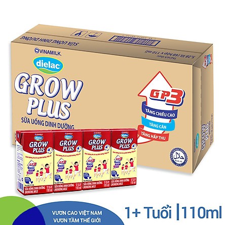 Sữa bột pha sẵn Dielac Grow Plus đỏ vỉ 4 hộp x 110ml (Date luôn mới)