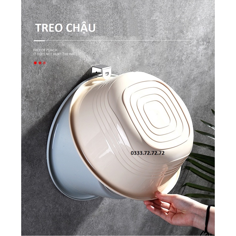 Móc Inox Dán Tường Treo Thau Chậu, Khăn, Quần Áo/ Giá Gắn Tường Treo Đồ Nhà Bếp, Nhà Tắm